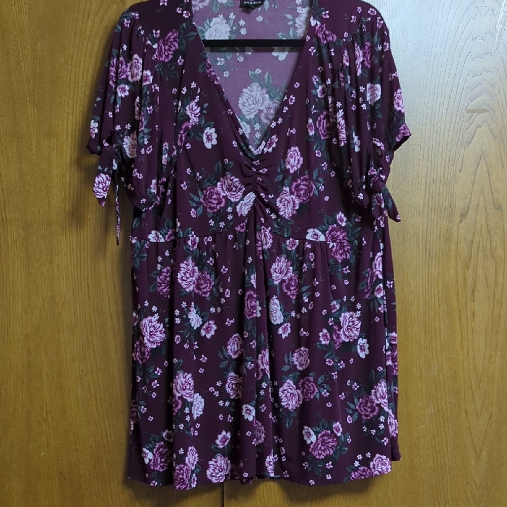 Torrid Burgundy Floral Blouse